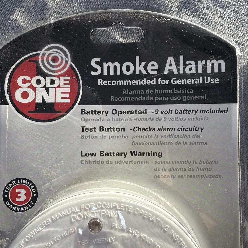 CODE ONE Smoke Alarm Detector Model- i90030~ 9 Volt Battery Powered Lot Of 2